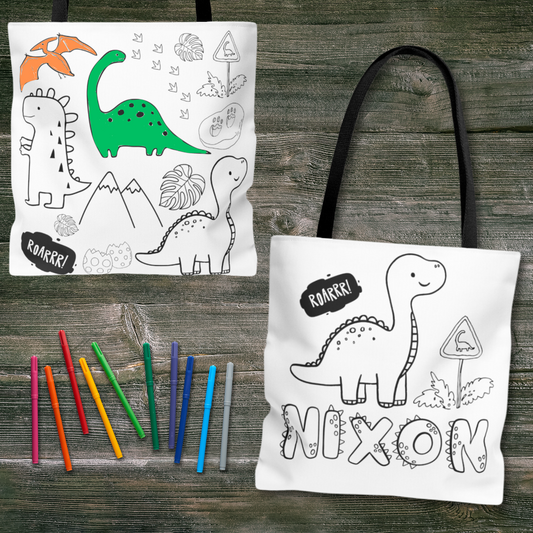 Dinosaur Custom Color Your Own Tote Bag